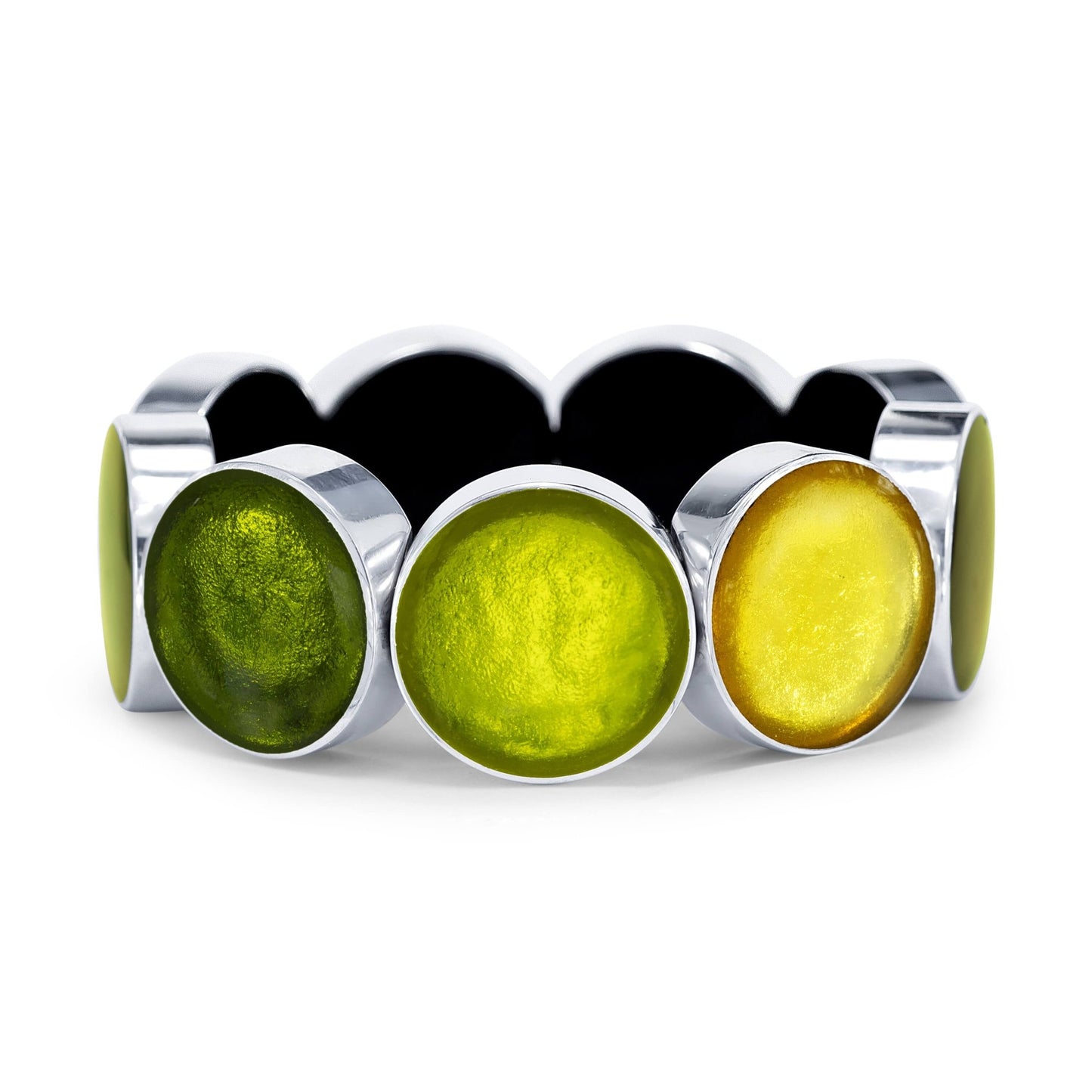 Citrus Aluminium Circles Shiny Floating Bangle | The Jewellery Stop