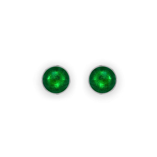 Emerald Aluminium Circles Shiny Small Stud Earrings | The Jewellery Stop