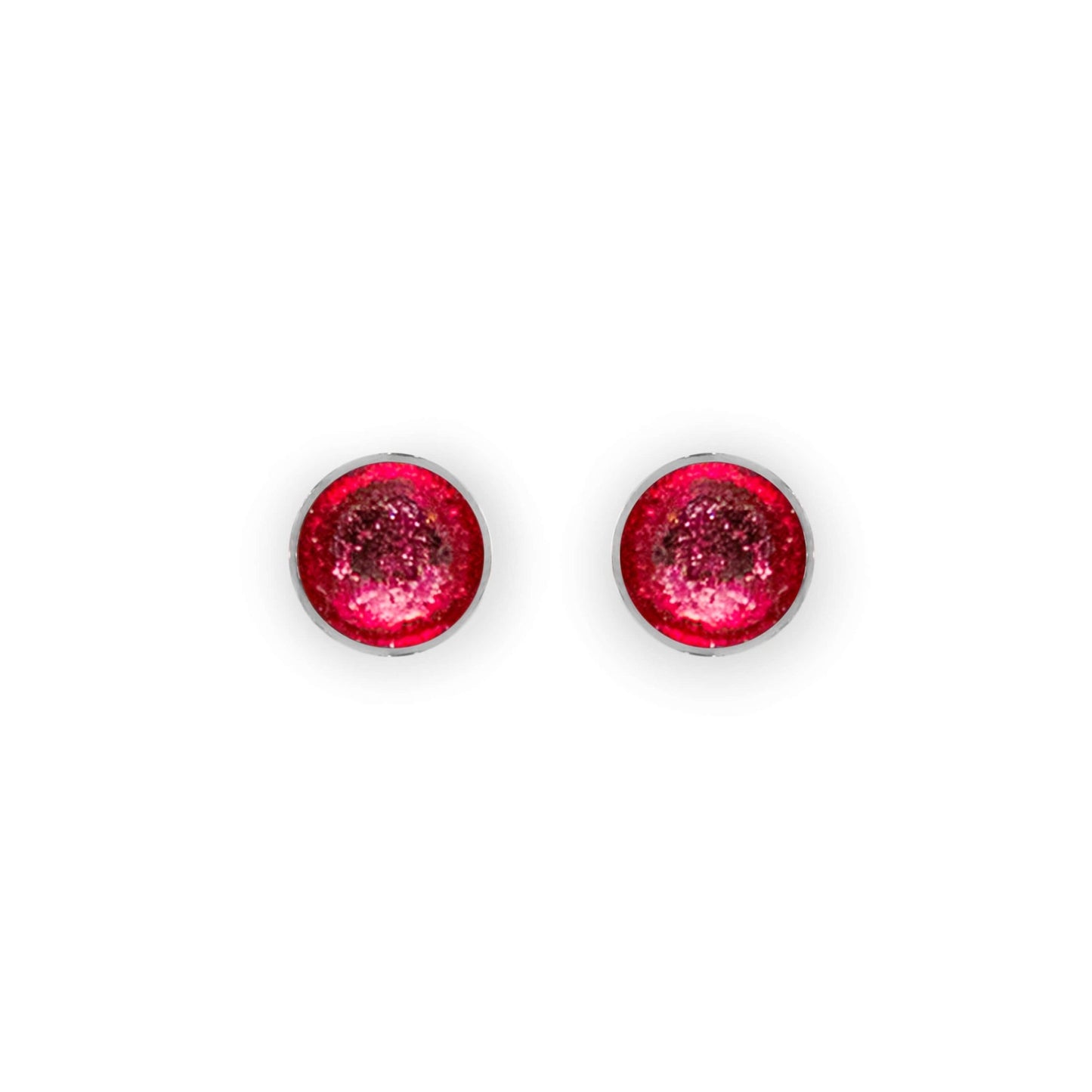 Flamingo Aluminium Circles Shiny Small Stud Earrings | The Jewellery Stop