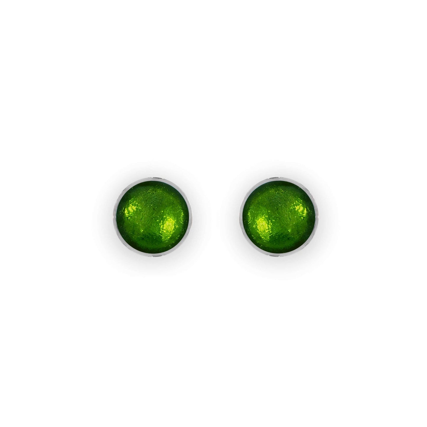Green Aluminium Circles Shiny Small Stud Earrings | The Jewellery Stop