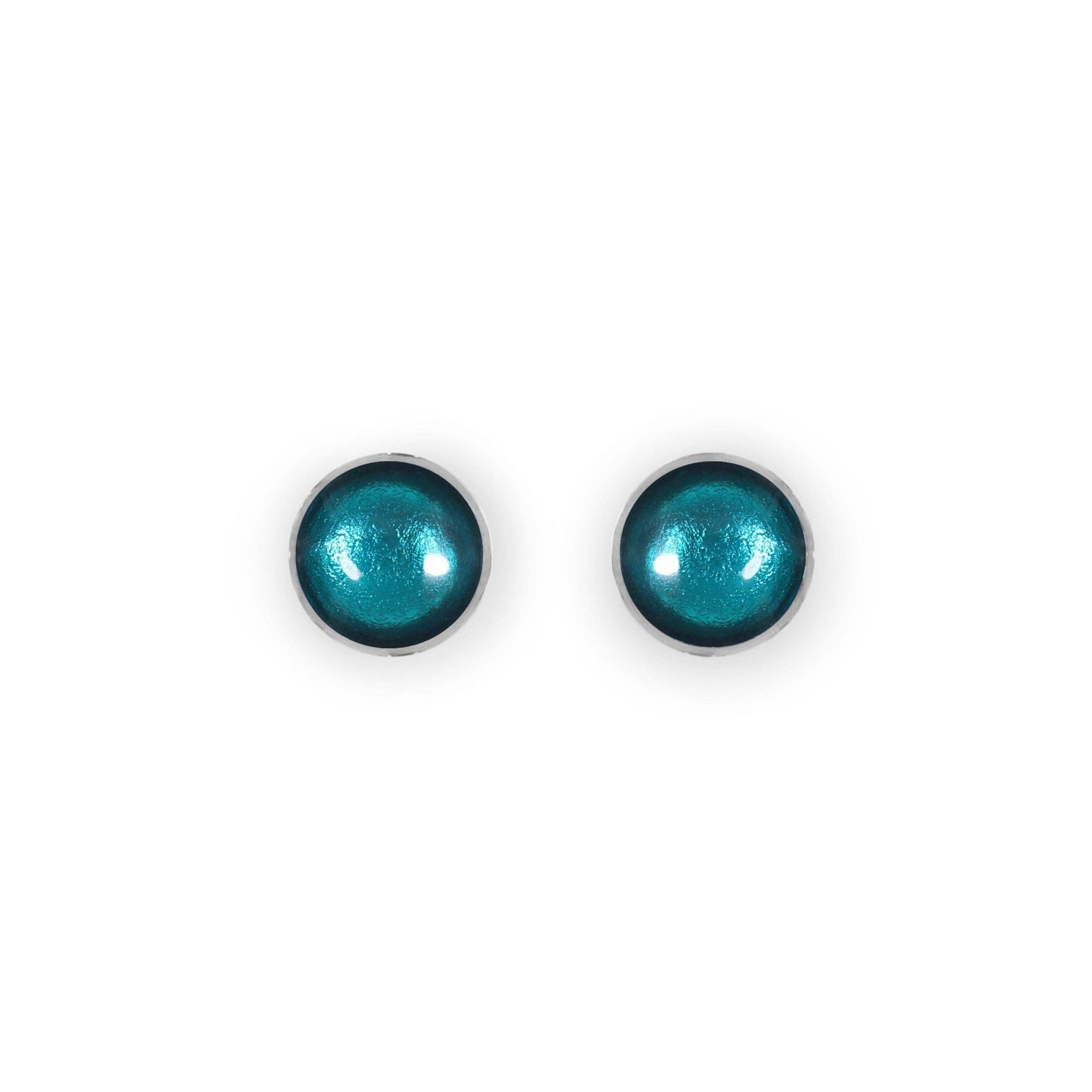 Verdigris Aluminium Circles Shiny Small Stud Earrings | The Jewellery Stop