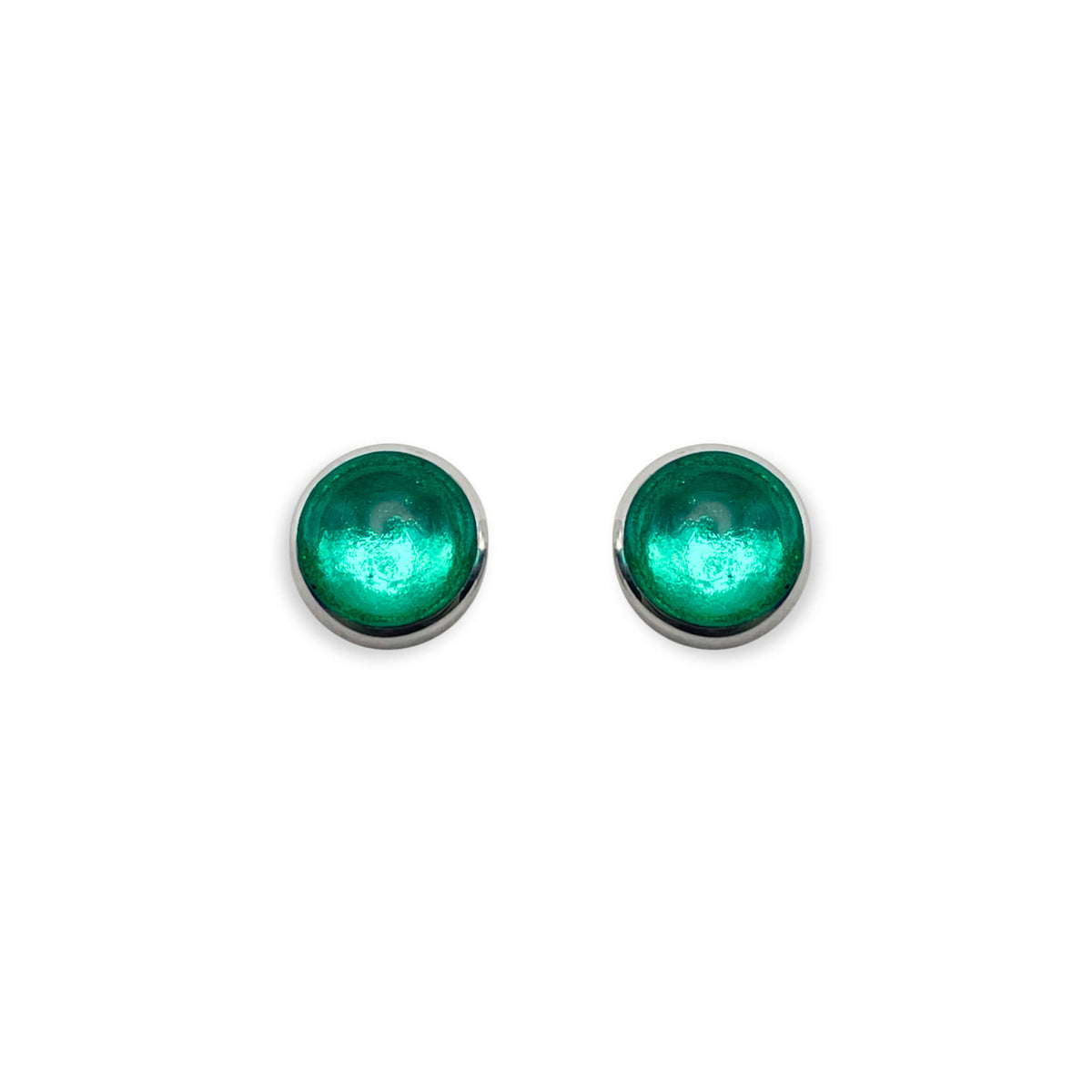 Mint Aluminium Circles Shiny Small Stud Earrings