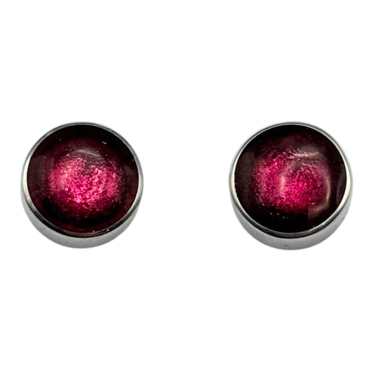 Peony Aluminium Circles Shiny Small Stud Earrings | The Jewellery Stop