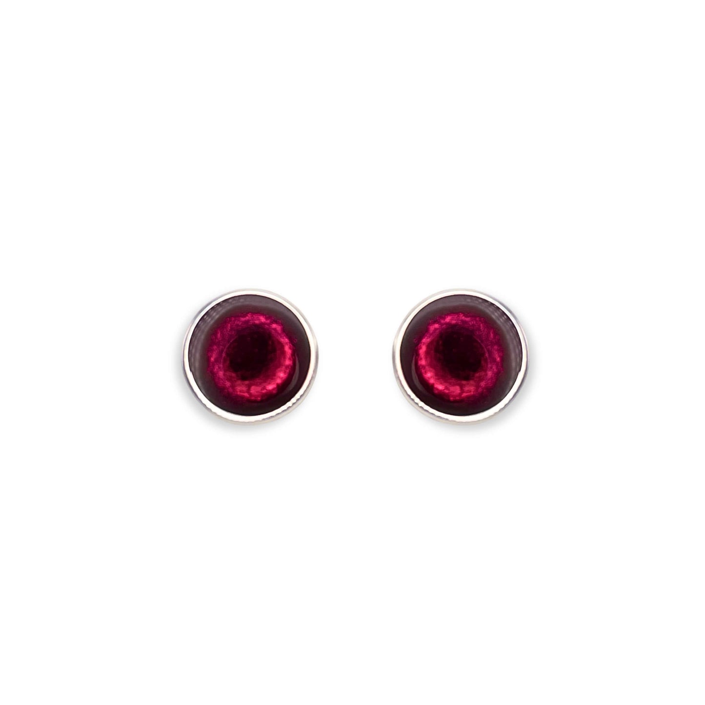 Pink Aluminium Circles Shiny Small Stud Earrings