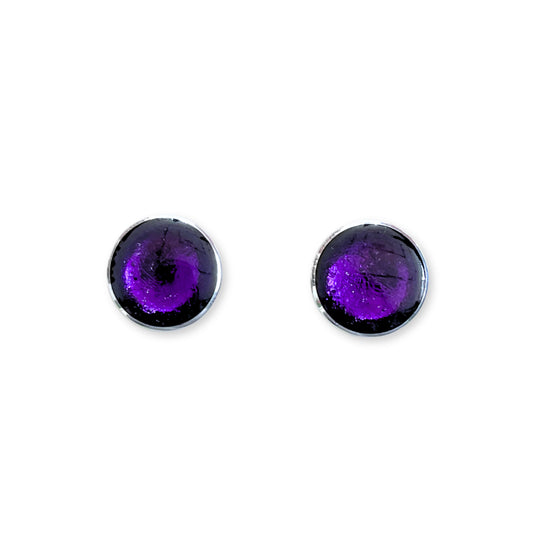 Peacock Aluminium Circles Shiny Large Stud Earrings