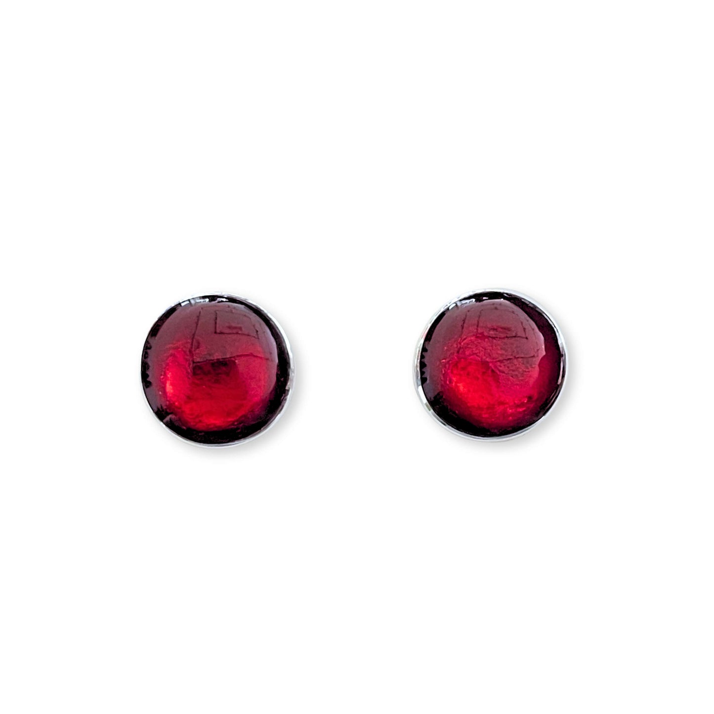 Red Aluminium Circles Shiny Large Stud Earrings