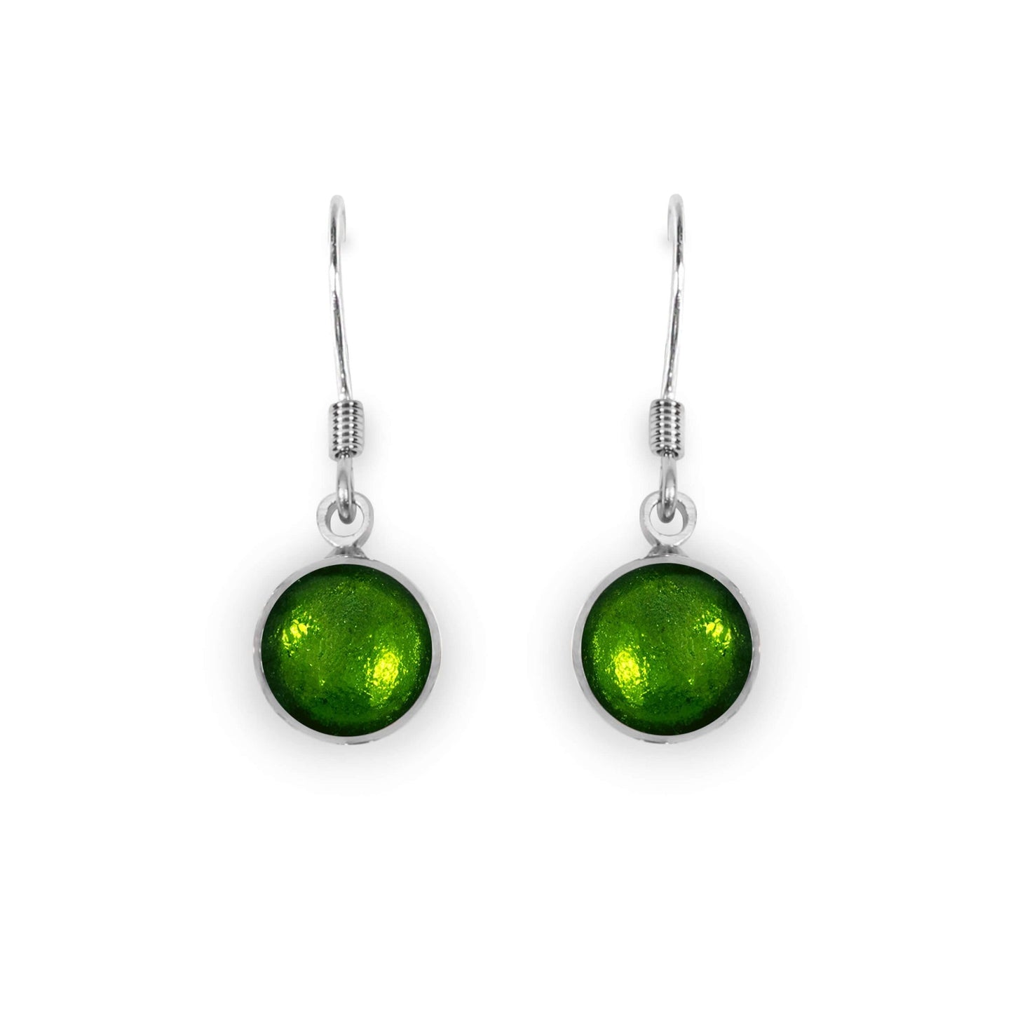 Green Aluminium Circles Shiny Fish Hook Earrings | The Jewellery Stop