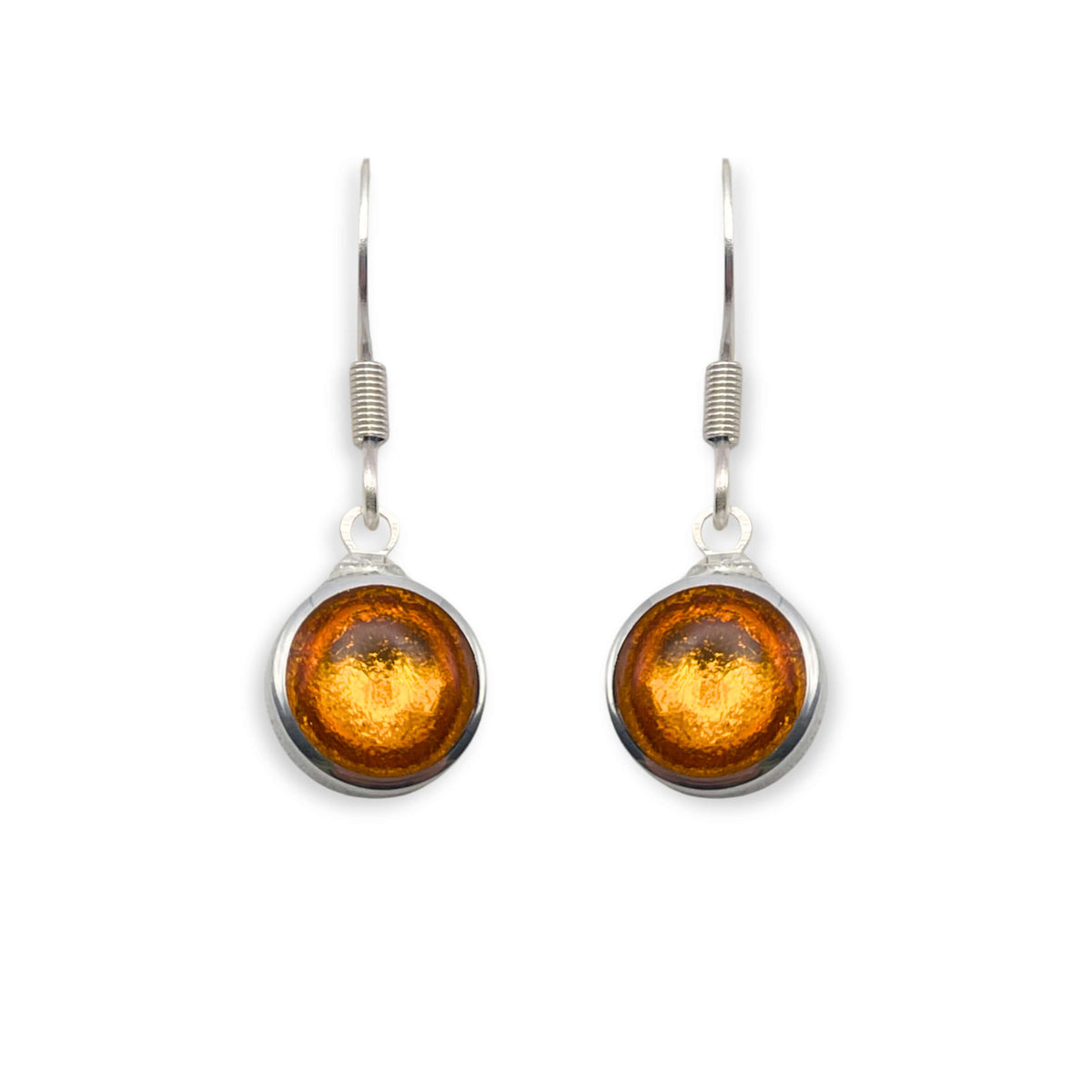 Mustard Aluminium Circles Shiny Fish Hook Earrings