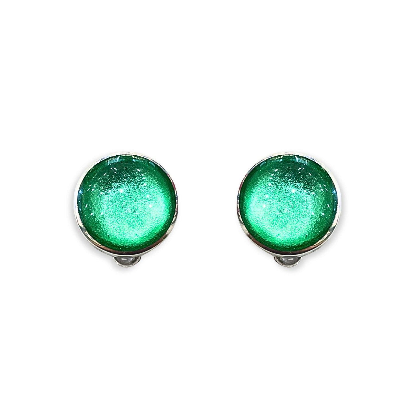 Crystal Aluminium Circles Shiny Clip Earrings