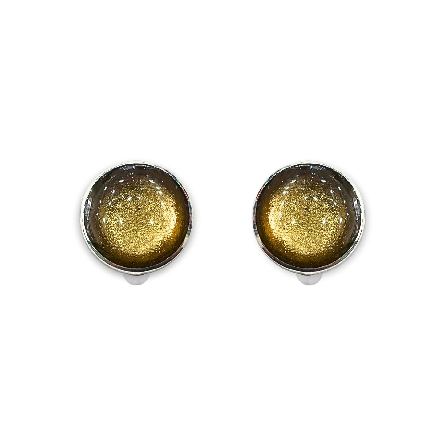 Gold Aluminium Circles Shiny Clip Earrings