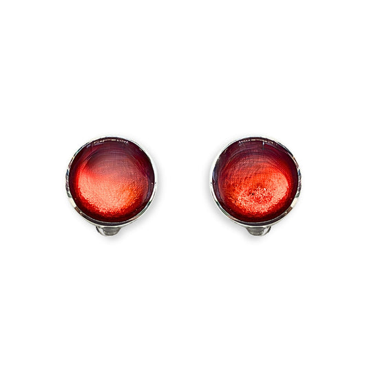 Orange Aluminium Circles Shiny Clip Earrings