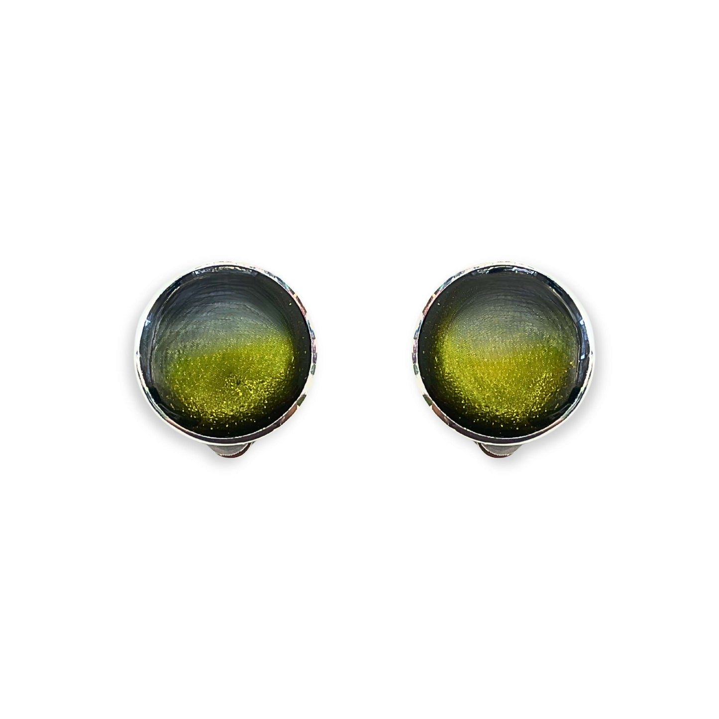 Pistachio Aluminium Circles Shiny Clip Earrings