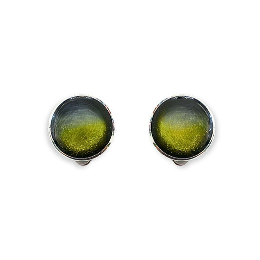 Pistachio Aluminium Circles Shiny Clip Earrings