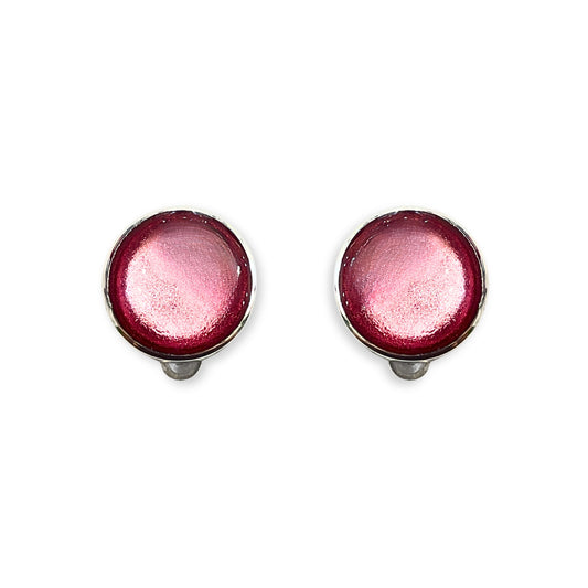 Rose Aluminium Circles Shiny Clip Earrings