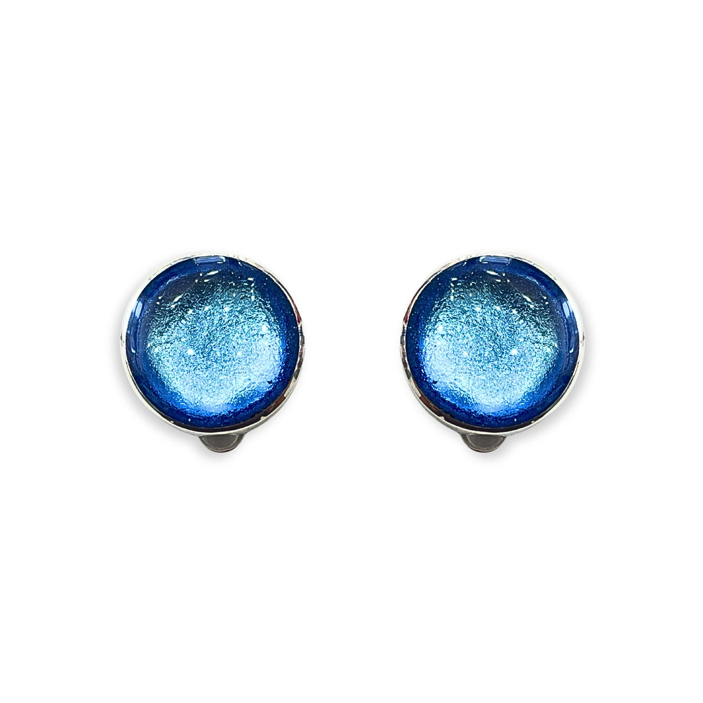 Sky Aluminium Circles Shiny Clip Earrings