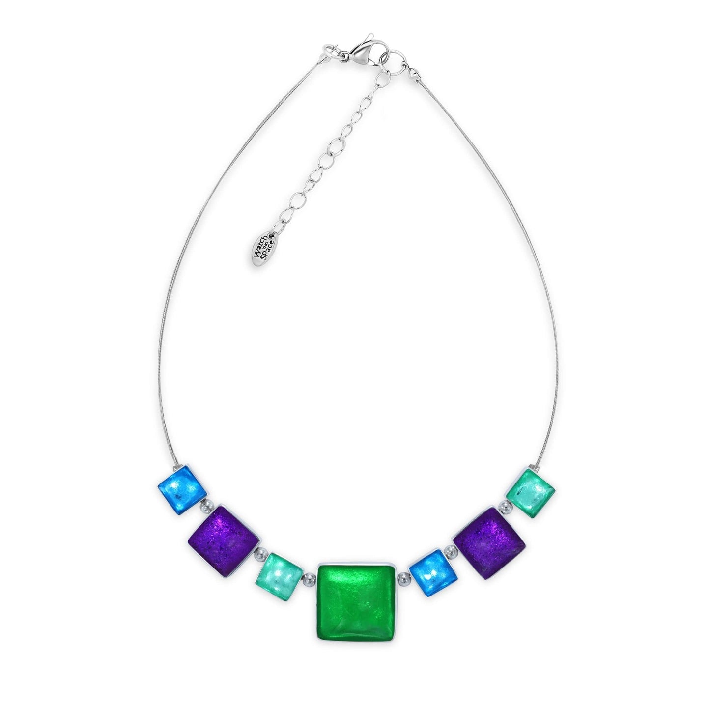 Aurora Aluminium Squares Shiny Classic Necklace | The Jewellery Stop