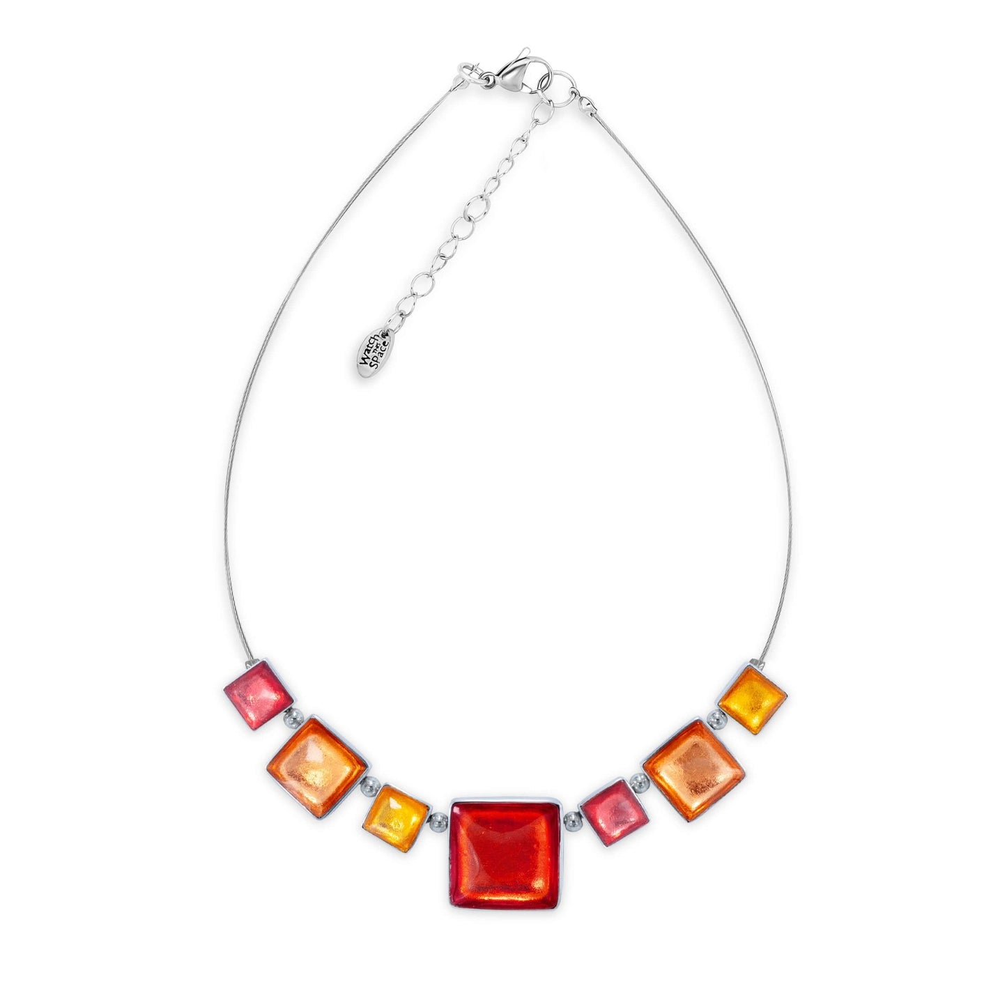 Terracotta Aluminium Squares Shiny Classic Necklace | The Jewellery Stop