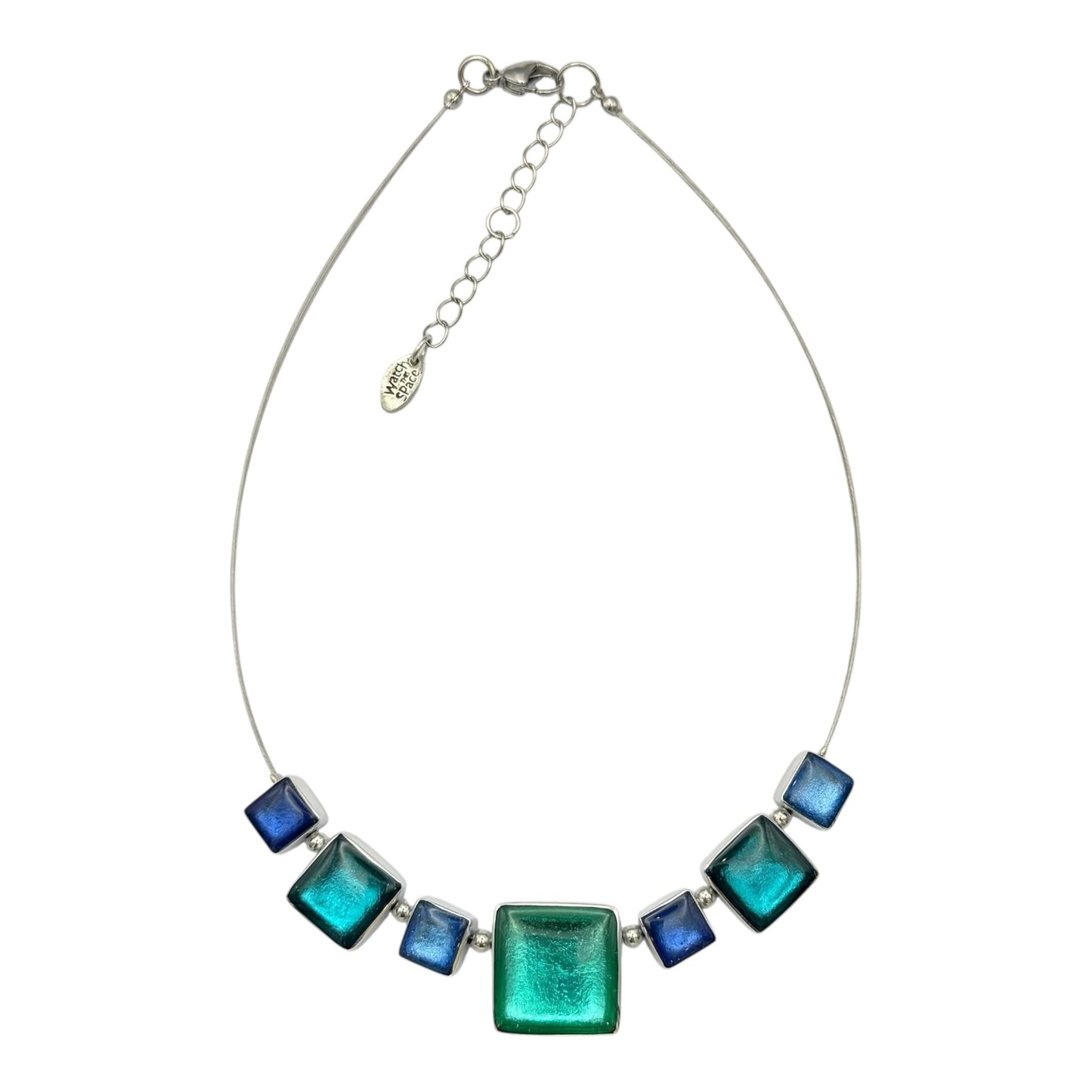Crystal Aluminium Squares Shiny Classic Necklace