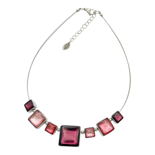 Peony Aluminium Squares Shiny Classic Necklace