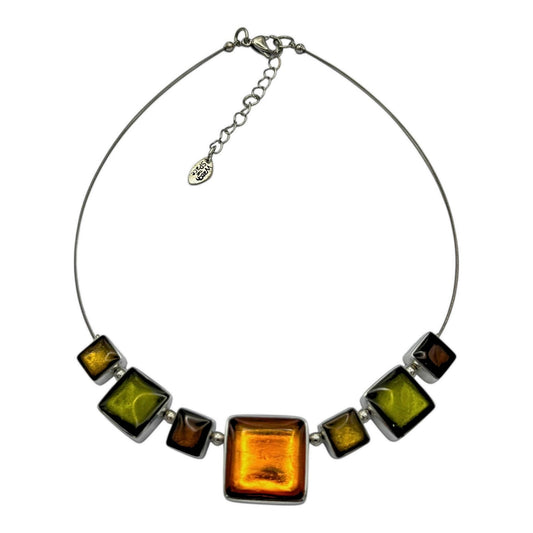 Pistachio Aluminium Squares Shiny Classic Necklace | The Jewellery Stop