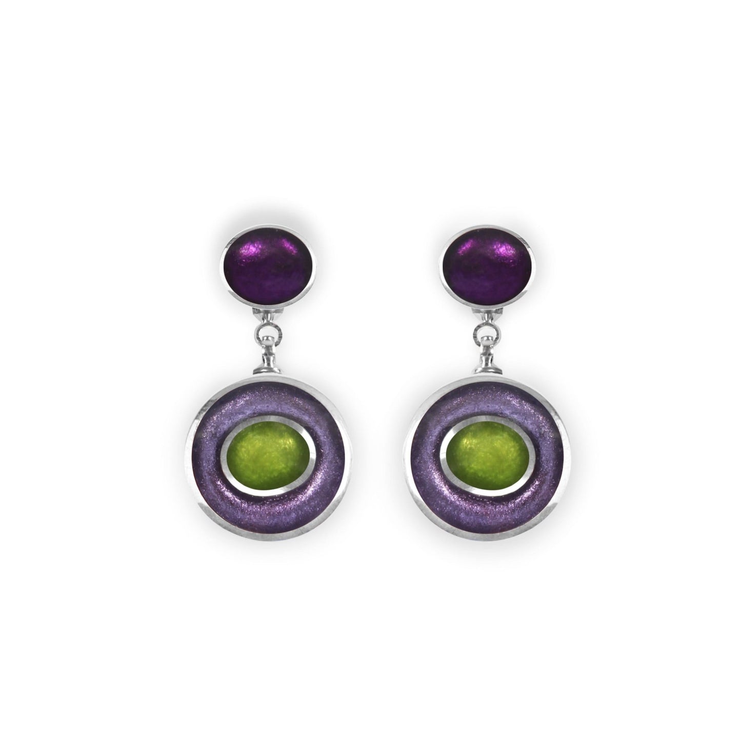 Nessie Organic Circles Shiny Double Drop Stud Earrings | The Jewellery Stop