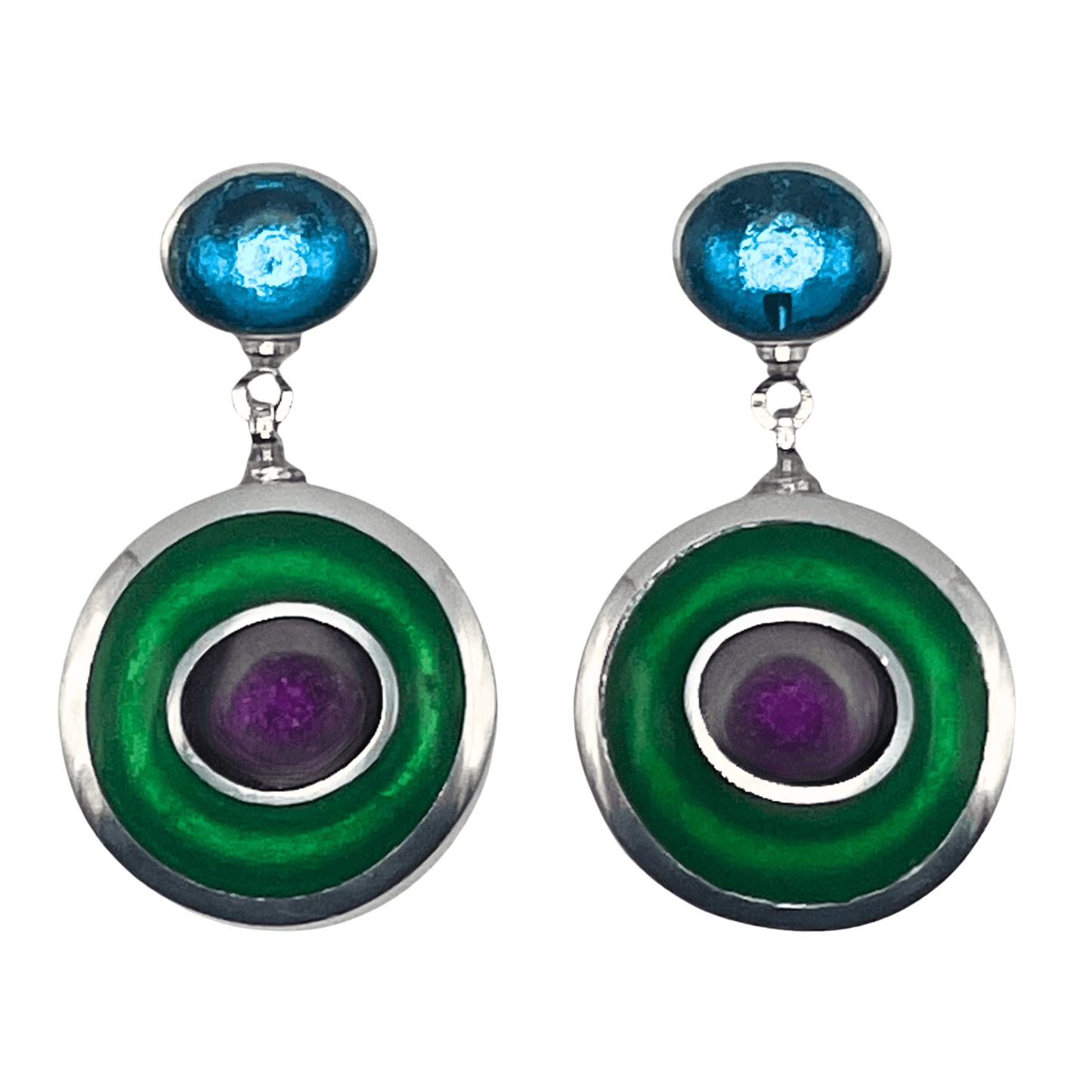 Aurora Organic Circles Shiny Double Drop Stud Earrings | The Jewellery Stop