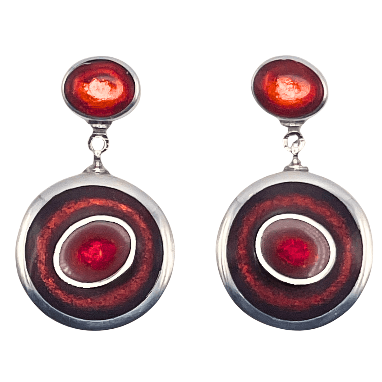 Chilli Organic Circles Shiny Double Drop Stud Earrings | The Jewellery Stop
