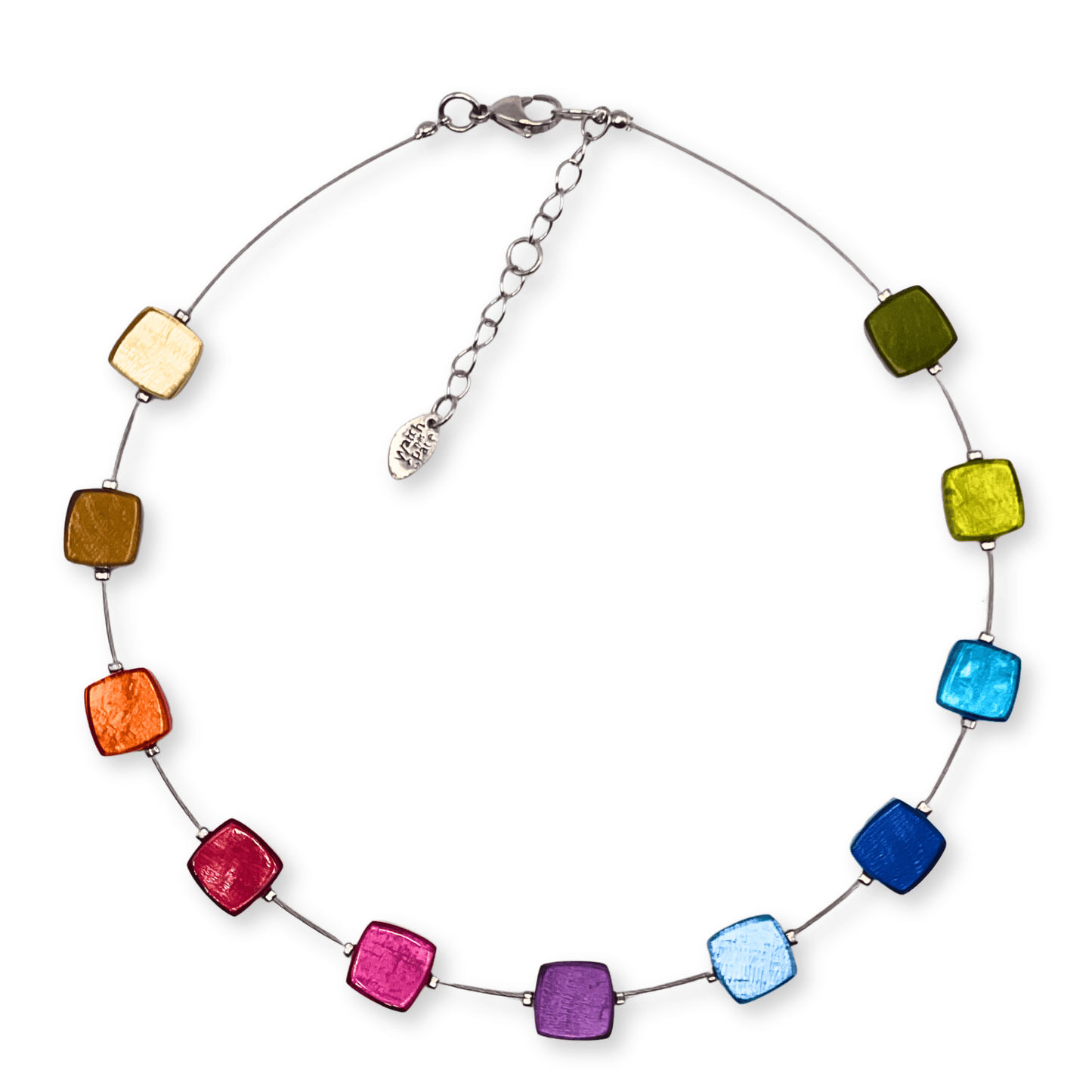 Rainbow Shell Cubes Shiny Necklace | The Jewellery Stop