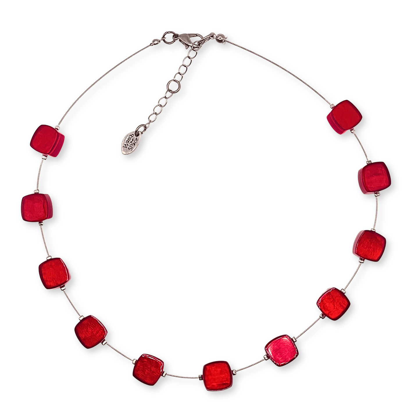Red Shell Cubes Shiny Necklace | The Jewellery Stop