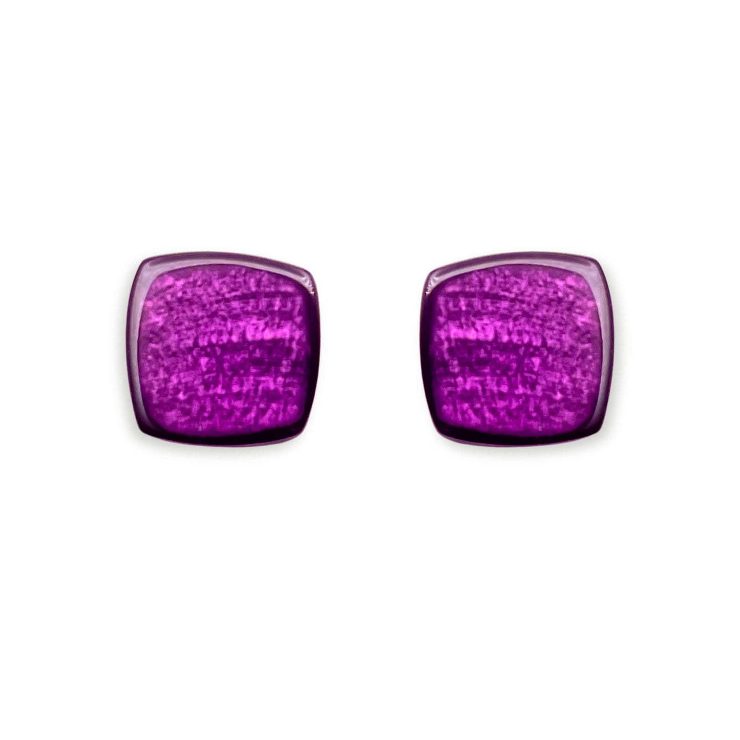 Rainbow Shell Cubes Shiny Stud Earrings