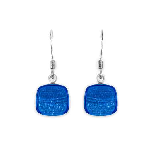 Azure Shell Cubes Shiny Fish Hook Earrings