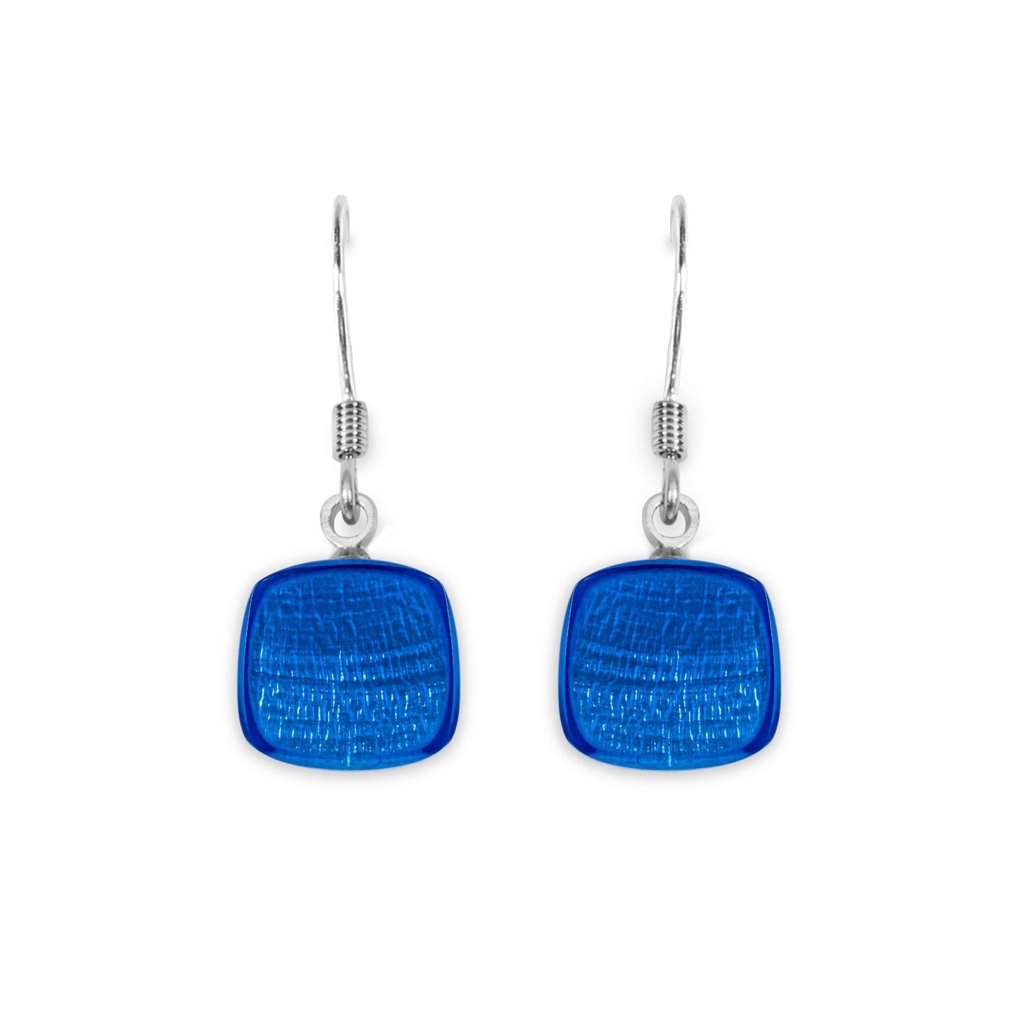 Azure Shell Cubes Shiny Fish Hook Earrings | The Jewellery Stop