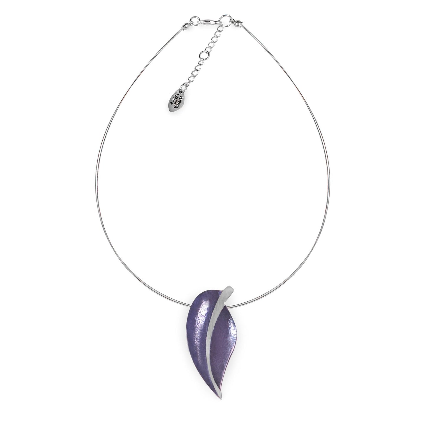 Lavender Pewter Leaf Shiny Pendant | The Jewellery Stop