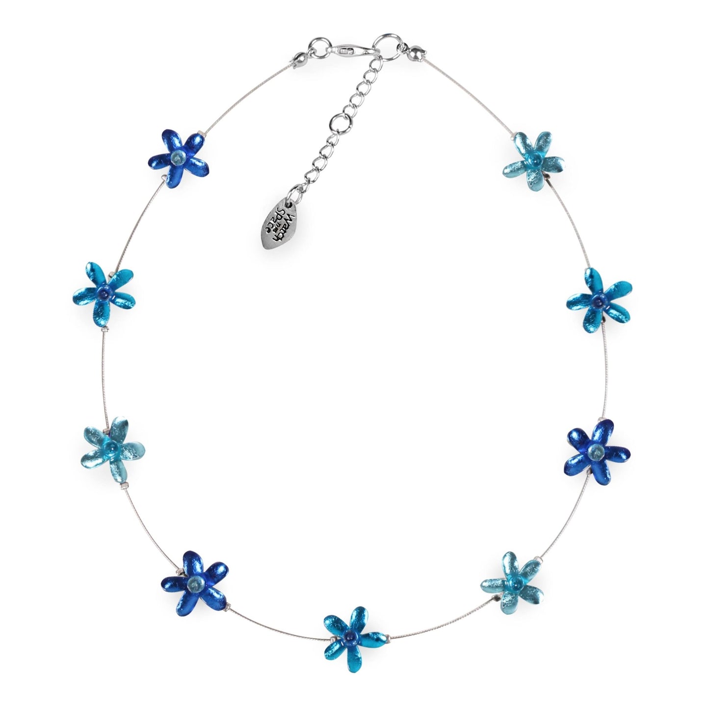 Turquoise Flower Shiny Floating Necklace | The Jewellery Stop