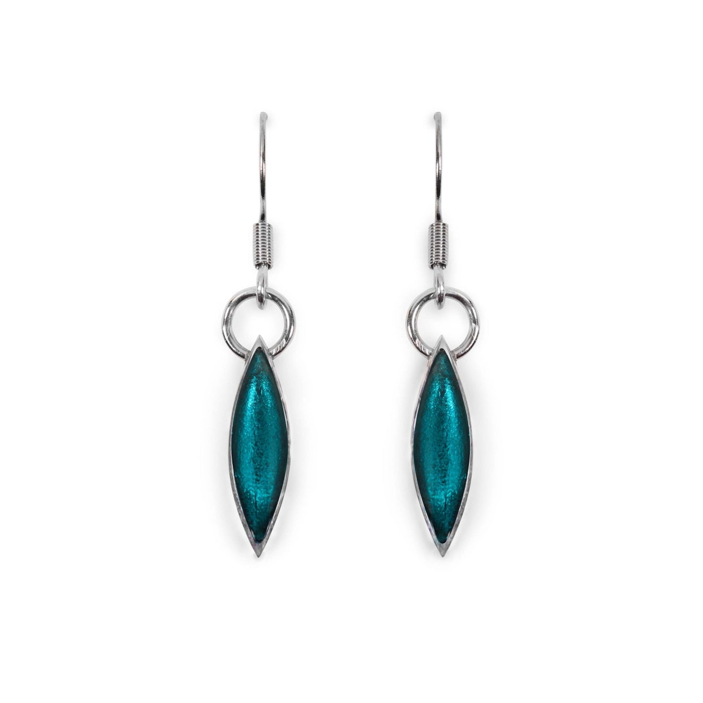 Teal Pewter Petals Fish Hook Earrings | The Jewellery Stop