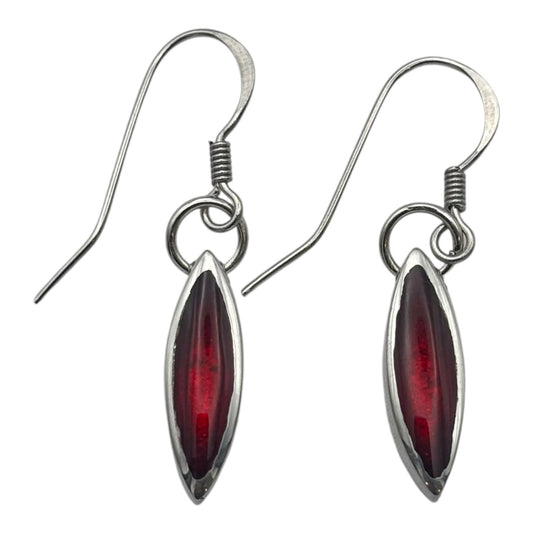 Red Pewter Petals Fish Hook Earrings | The Jewellery Stop