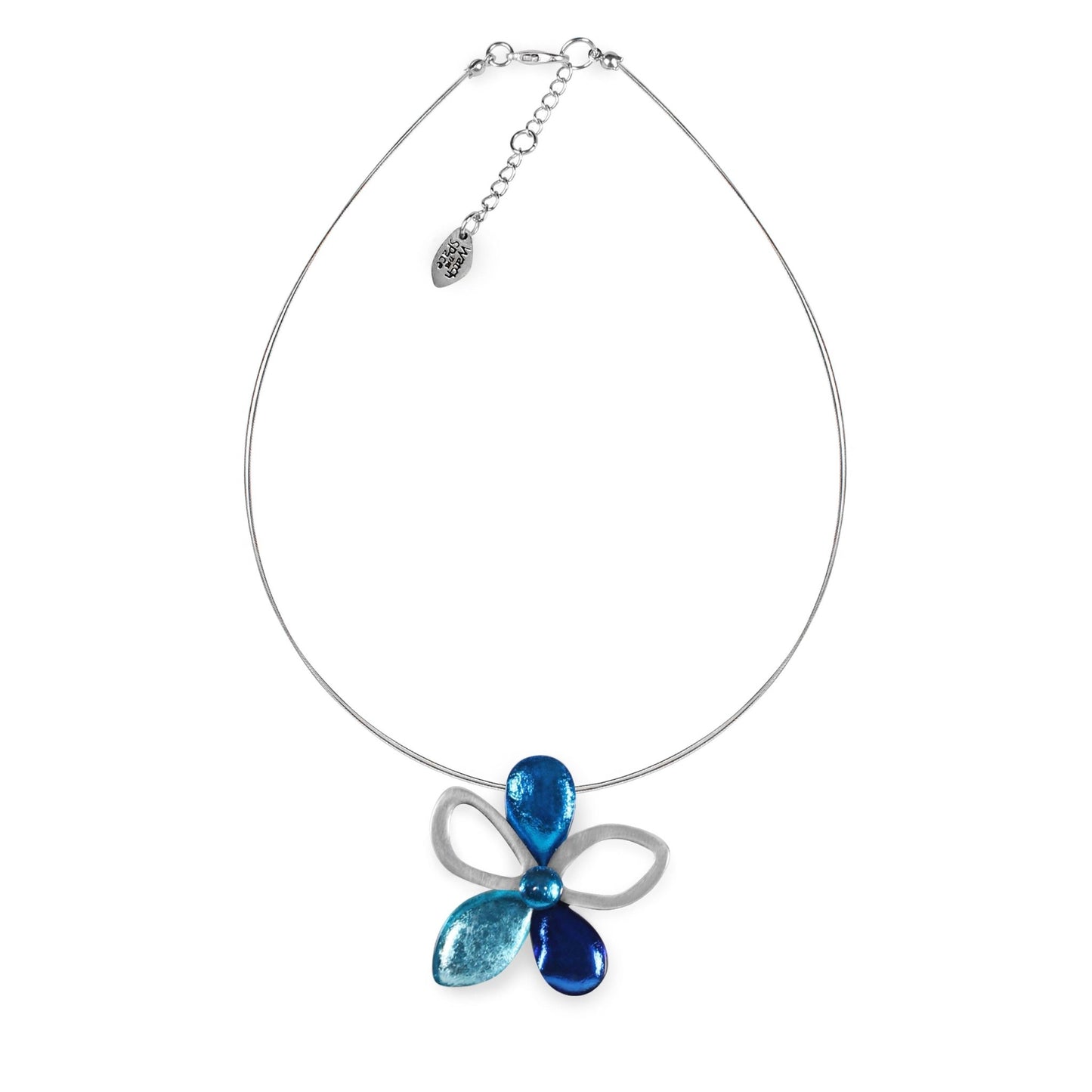 Turquoise Eclectic Flower Shiny Pendant on Wire | The Jewellery Stop