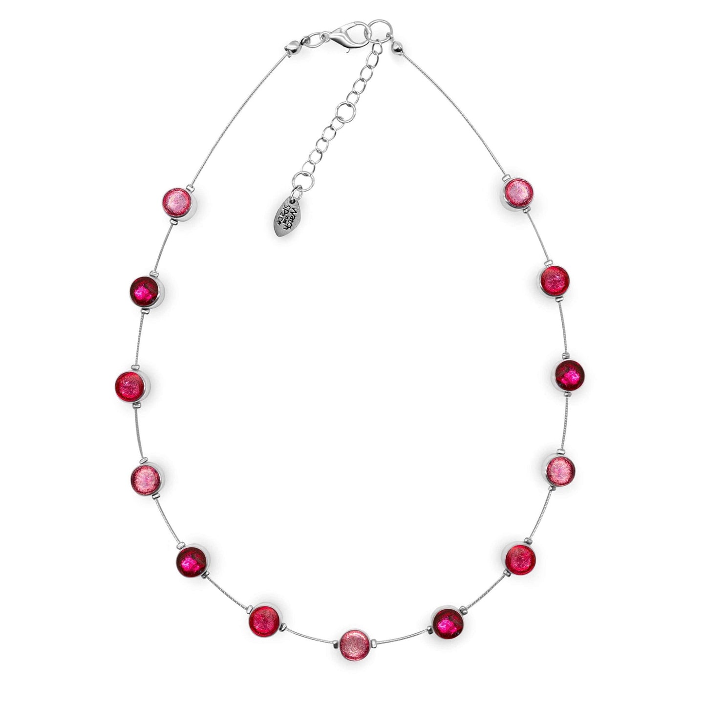 Flamingo Aluminium Circles Small Shiny Floating Necklace | The Jewellery Stop