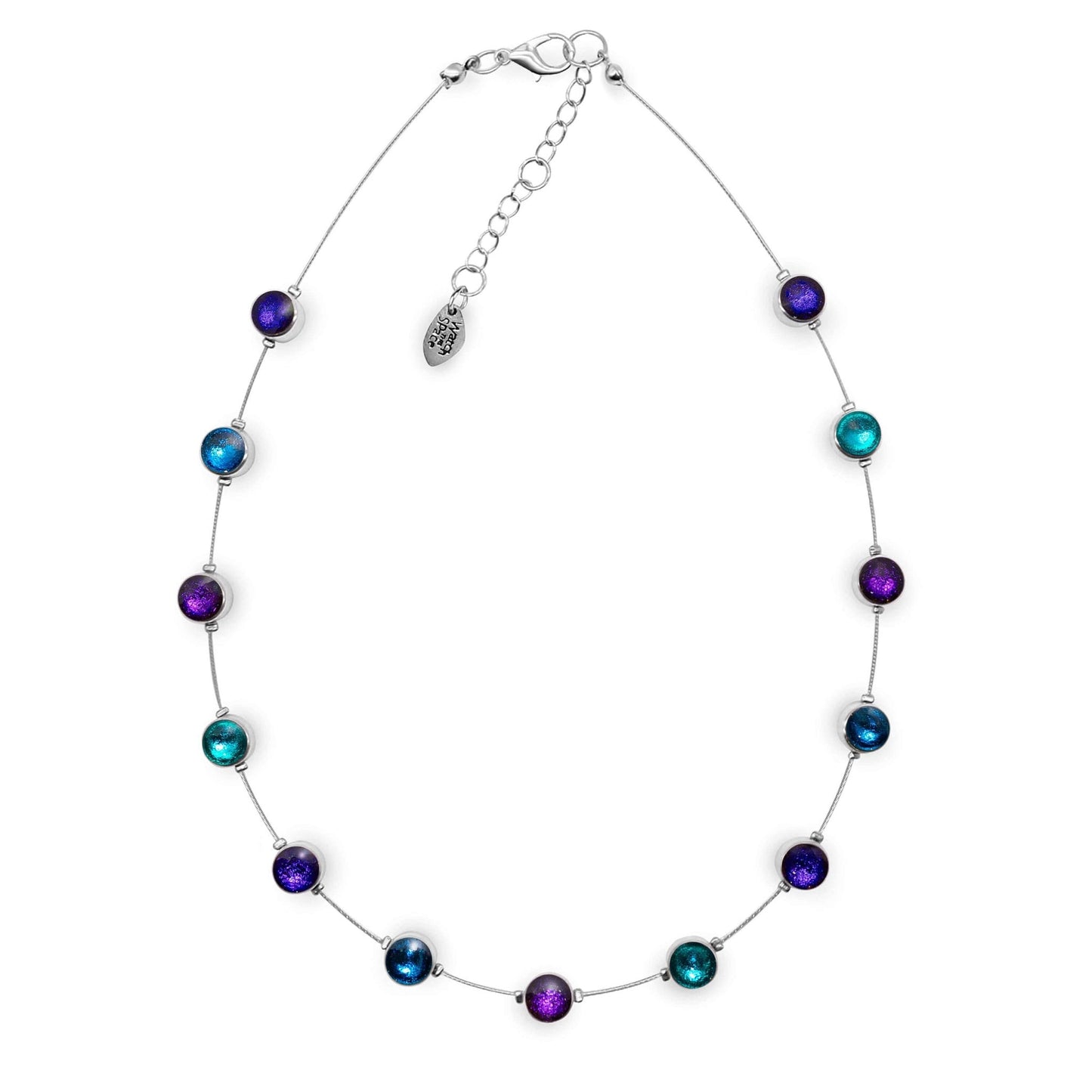 Peacock Aluminium Circles Small Shiny Floating Necklace | The Jewellery Stop