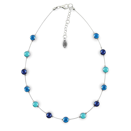 Turquoise Aluminium Circles Small Shiny Floating Necklace