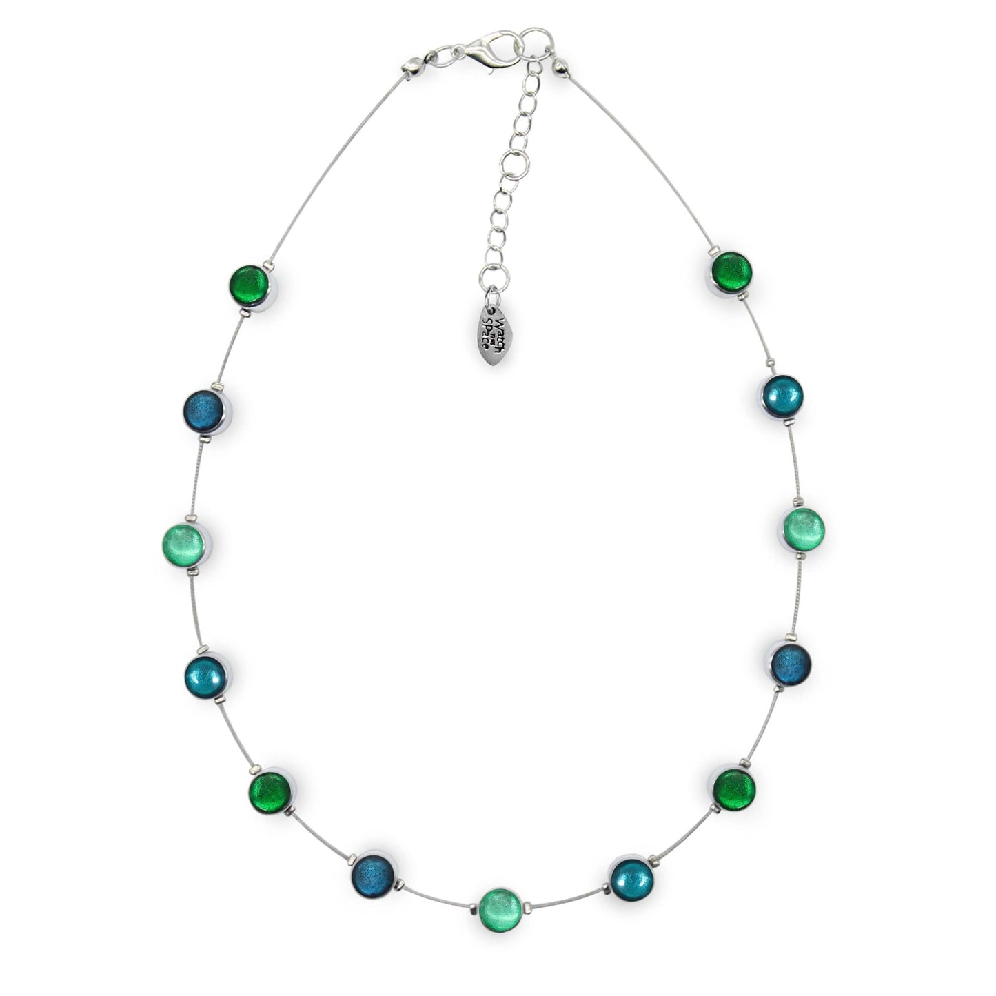 Verdigris Aluminium Circles Small Shiny Floating Necklace | The Jewellery Stop