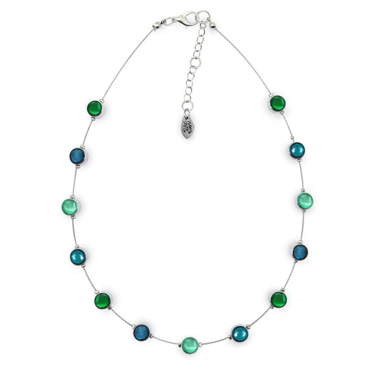 Verdigris Aluminium Circles Small Shiny Floating Necklace | The Jewellery Stop