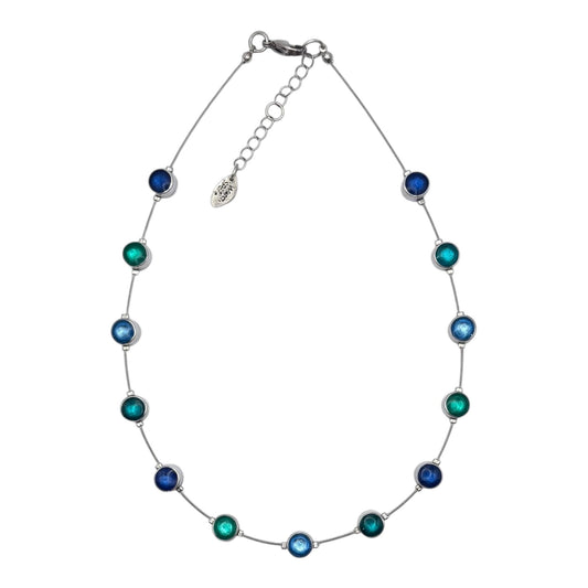 Crystal Aluminium Circles Small Shiny Floating Necklace | The Jewellery Stop