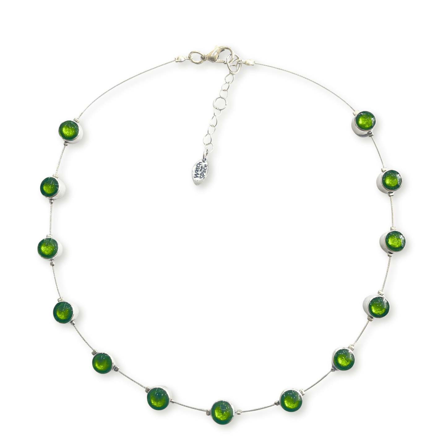 Green Aluminium Circles Small Shiny Floating Necklace