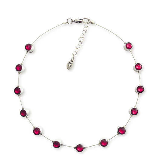 Pink Aluminium Circles Small Shiny Floating Necklace