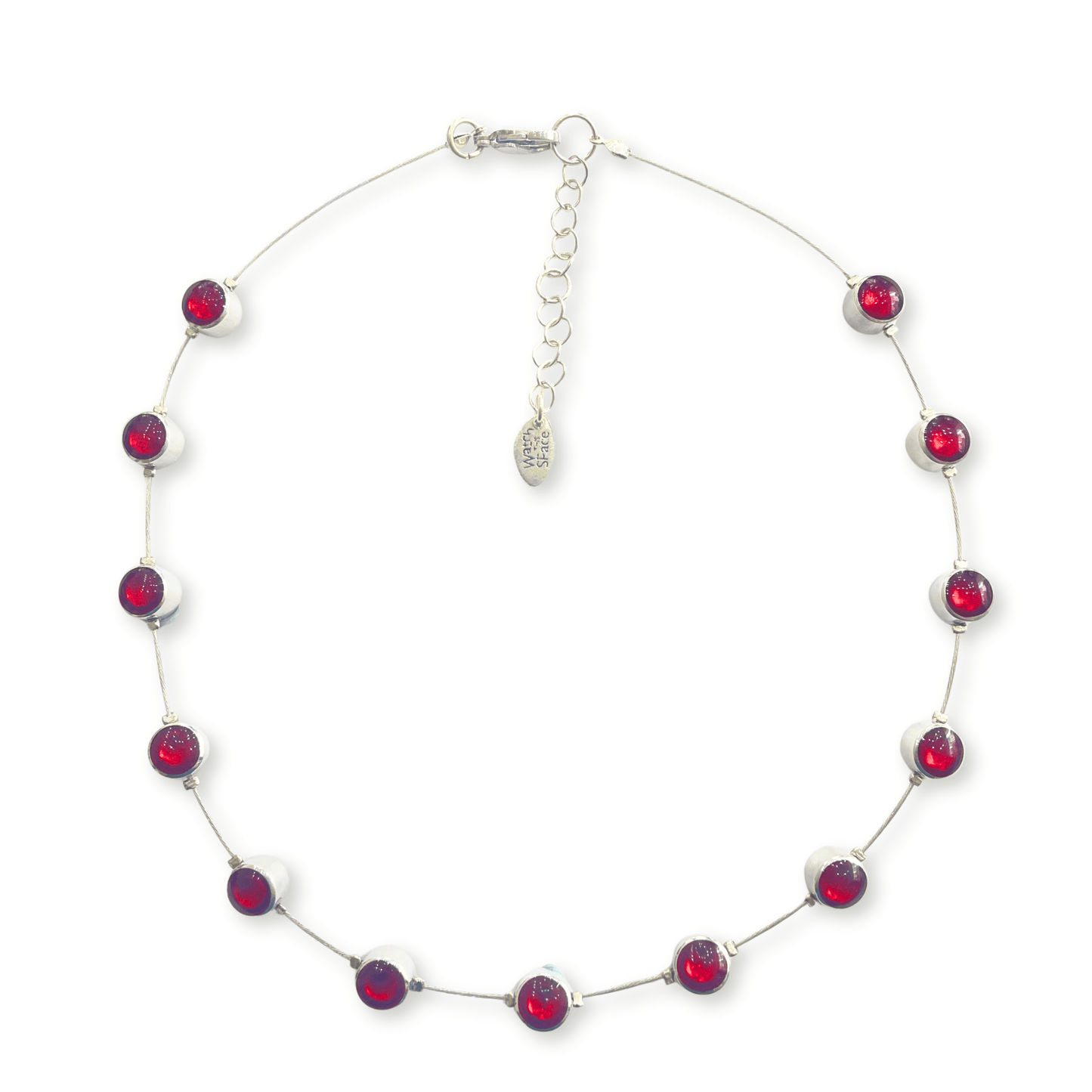 Red Aluminium Circles Small Shiny Floating Necklace