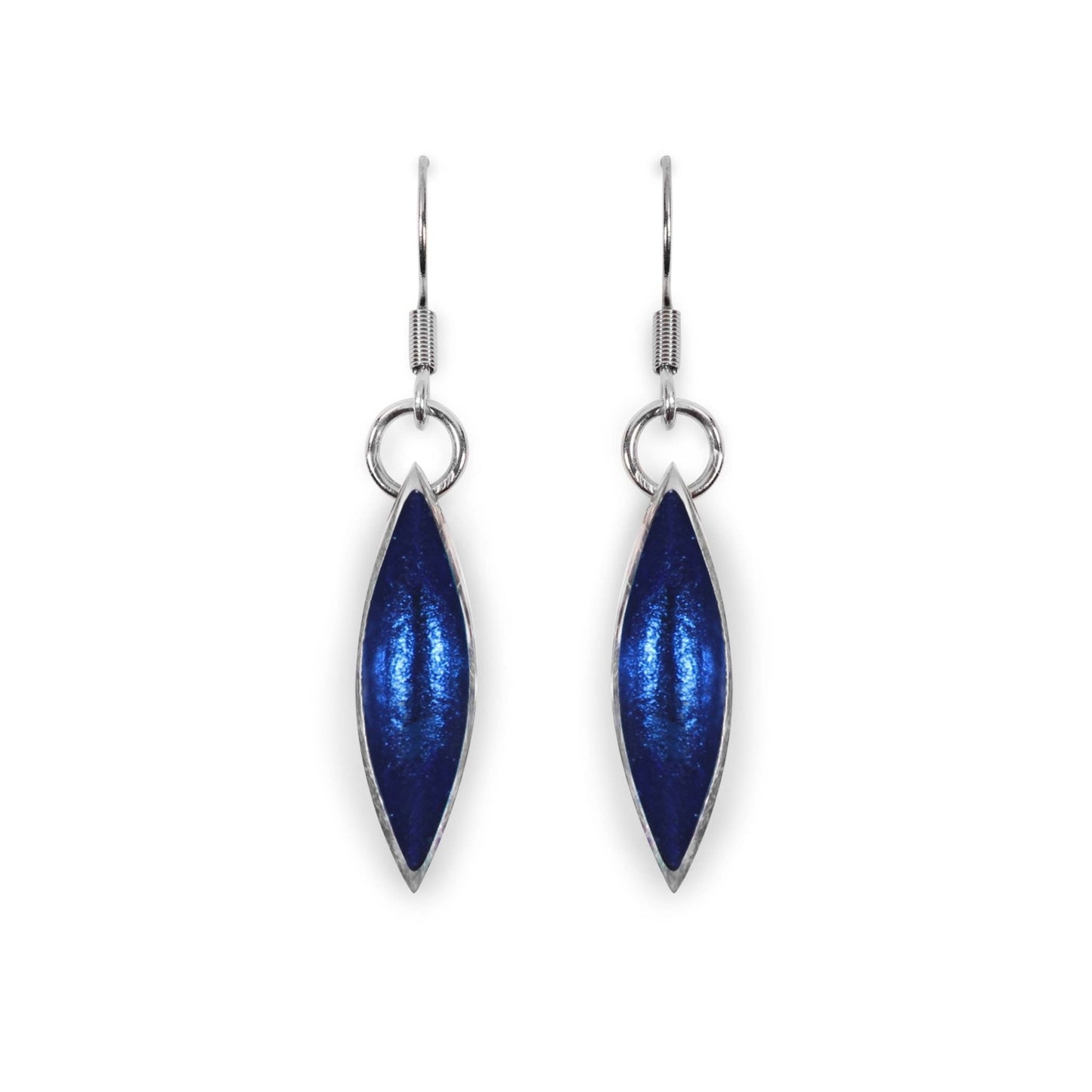 Navy Pewter Petals Large Fish Hook Earrings | The Jewellery Stop