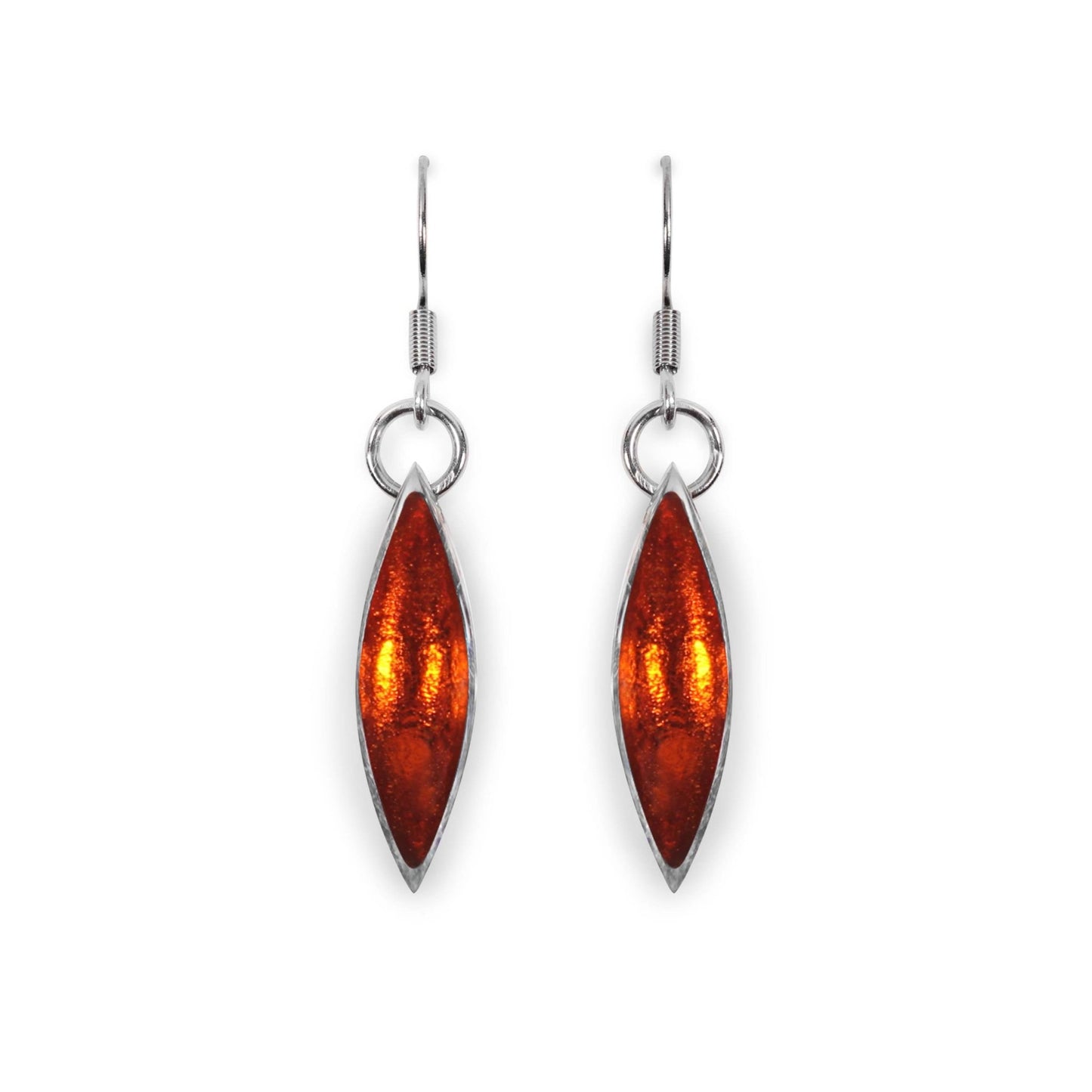 Orange Pewter Petals Large Fish Hook Earrings | The Jewellery Stop