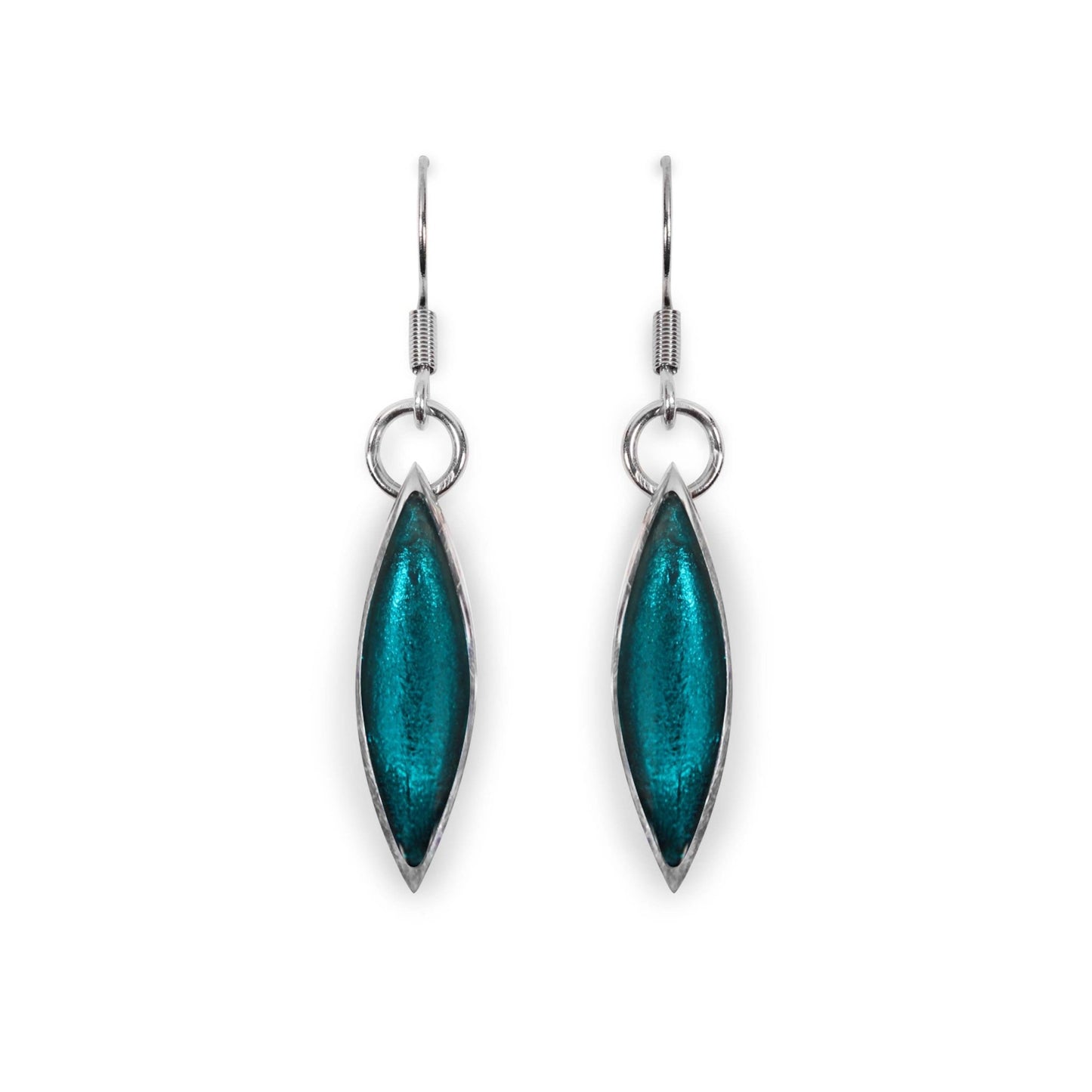 Teal Pewter Petals Large Fish Hook Earrings | The Jewellery Stop