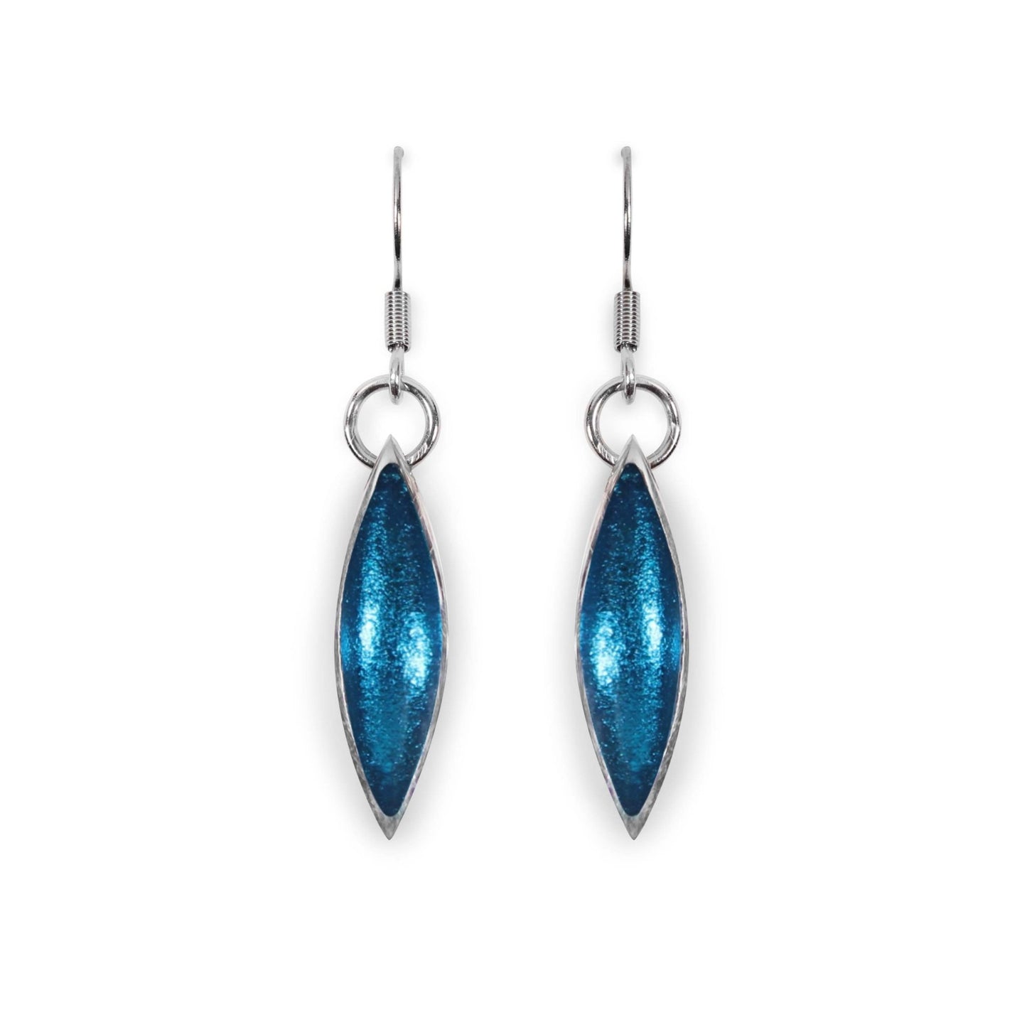 Turquoise Pewter Petals Large Fish Hook Earrings | The Jewellery Stop